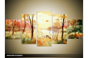 Acryl Schilderij Natuur | Geel, Groen | 150x70cm 5Luik Handgeschilderd