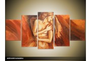 Acryl Schilderij Kunst, Sexy | Oranje, Crème | 150x70cm 5Luik Handgeschilderd