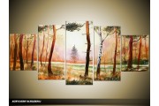 Acryl Schilderij Natuur | Bruin, Groen | 150x70cm 5Luik Handgeschilderd