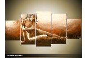 Acryl Schilderij Kunst, Sexy | Bruin, Groen | 150x70cm 5Luik Handgeschilderd