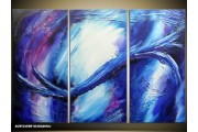 Acryl Schilderij Modern | Blauw, Wit, Paars | 120x80cm 3Luik Handgeschilderd