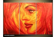 Acryl Schilderij Vrouw | Oranje, Rood, Geel | 120x80cm 3Luik Handgeschilderd