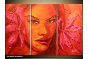 Acryl Schilderij Vrouw | Roze, Oranje | 120x80cm 3Luik Handgeschilderd