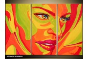 Acryl Schilderij Vrouw | Groen, Oranje | 120x80cm 3Luik Handgeschilderd