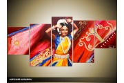 Acryl Schilderij Dansen | Rood, Geel | 150x70cm 5Luik Handgeschilderd