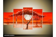 Acryl Schilderij Natuur | Rood | 150x70cm 5Luik Handgeschilderd