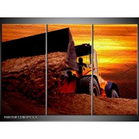 Canvas ART schilderij Tractor | Bruin, Geel, Oranje | 120x80cm 3Luik