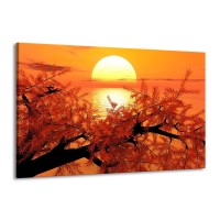 Canvas schilderij Natuur | Oranje, Geel, Zwart | 140x90cm 1Luik