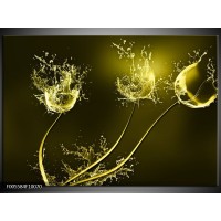 Foto canvas schilderij Tulp | Groen, Geel 140x90cm