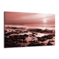 Canvas Schilderij Zee, Strand | Bruin, Rood | 140x90cm 1Luik