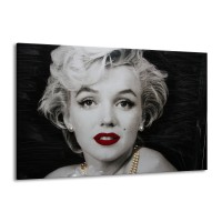 Canvas Schilderij Marilyn Monroe | Zwart, Wit, Grijs | 140x90cm 1Luik