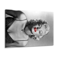 Canvas Schilderij Marilyn Monroe | Zwart, Wit, Rood | 100x70cm 1Luik