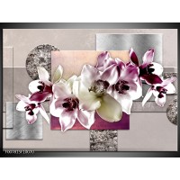 Canvas Schilderij Orchidee, Bloemen | Paars, Grijs