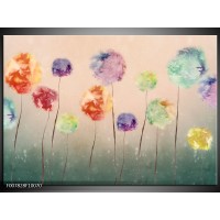 Canvas Schilderij Bloemen | Groen, Crème