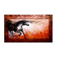  OP VOORRAAD Acrylverf schilderij houten lijst - meegeschilderd | Paard | 118x78cm | 